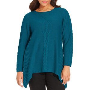 Style & Co Teal Handkerchief Hem Sweater